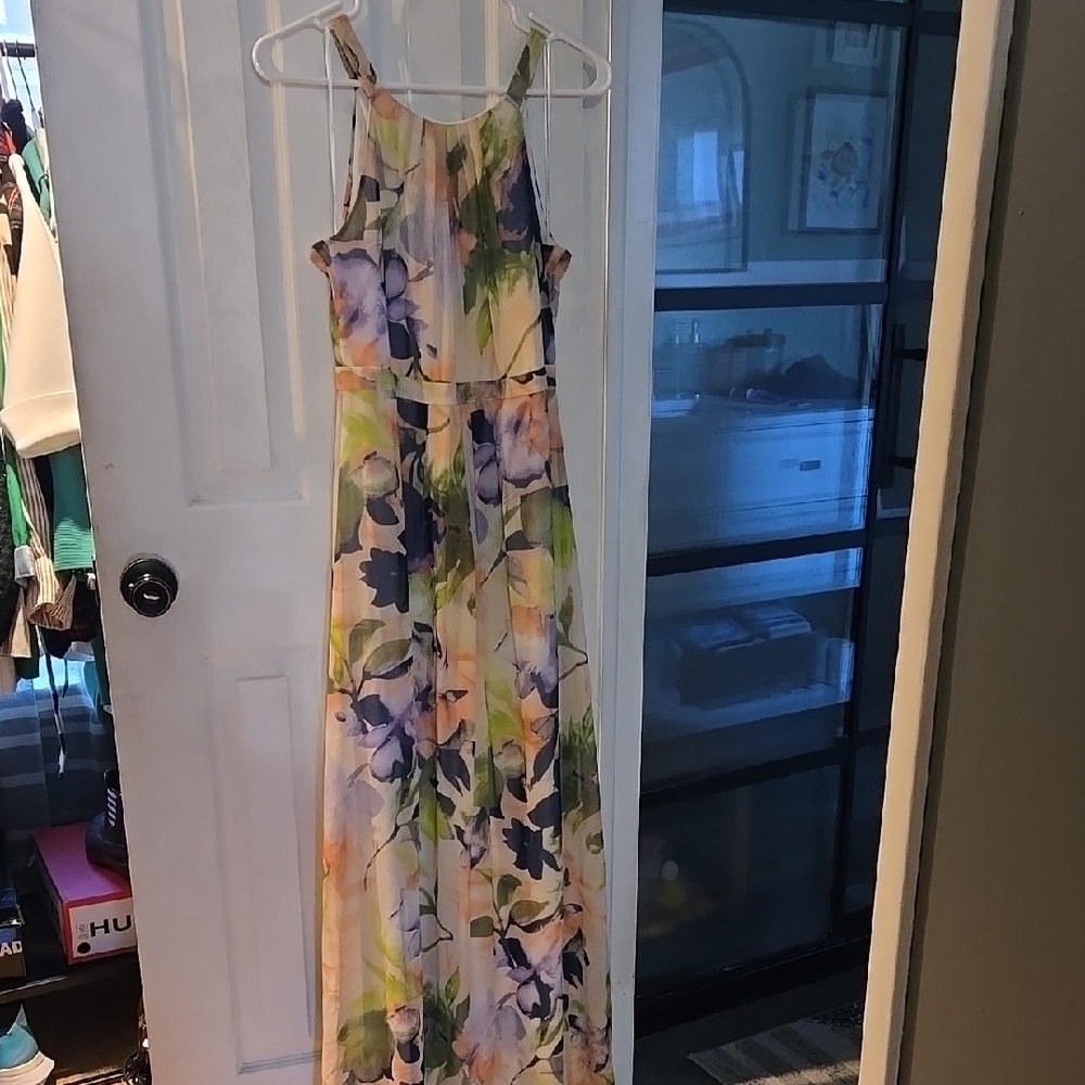 Modcloth Pink and Yellow Spaghetti Strap Sundress